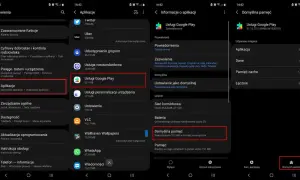 Ekran telefonu pokazuje, dlaczego nie mogę zaktualizować Usługi Google Play. Widoczne są ustawienia aplikacji, informacje o Usługach Google Play i zarządzanie pamięcią.