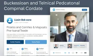 Aplikacja LinkedIn: co to jest? Widok profilu zawodowego z danymi i zdjęciem mężczyzny w garniturze.