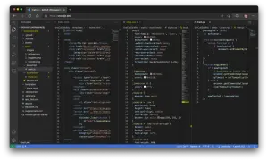 Kod JavaScript w VS Code pokazuje, jak zainstalować przeglądarkę bez przeglądarki, tworząc interaktywny element.