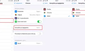 Ustawienia domyślnej przeglądarki: wybierz Chrome, aby ustawić go jako domyślną przeglądarkę.