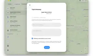 Ekran aplikacji "Znajdź" pokazuje, jak śledzić iPhone'a i inne urządzenia Apple. W trybie utraconym można podać numer telefonu i wiadomość.