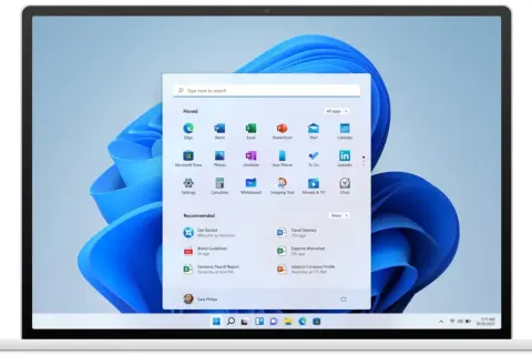 Menu Start w Windows 11. Zobacz, jak zaktualizować Windows, aby uzyskać najnowsze funkcje i zabezpieczenia.