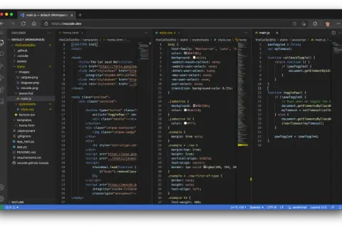 Kod JavaScript w VS Code pokazuje, jak zainstalować przeglądarkę bez przeglądarki, tworząc interaktywny element.