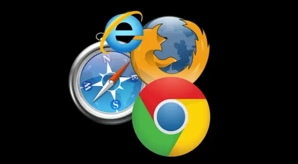 Ikony przeglądarek Chrome, Firefox i Internet Explorer oraz kompas. Dowiedz się, jak ustawić Chrome jako domyślną przeglądarkę Android.