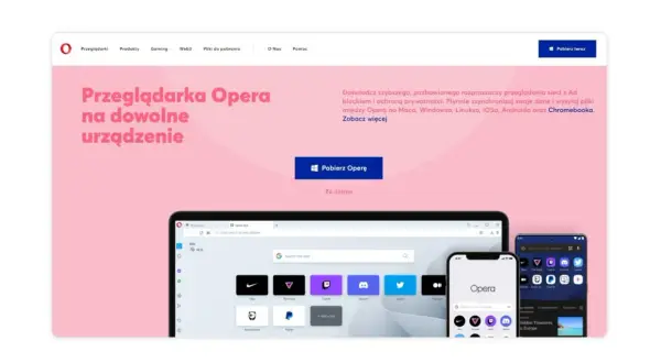 Szukasz przeglądarki? Opera oferuje szybkie, bezpieczne przeglądanie na każdym urządzeniu. Pobierz teraz!
