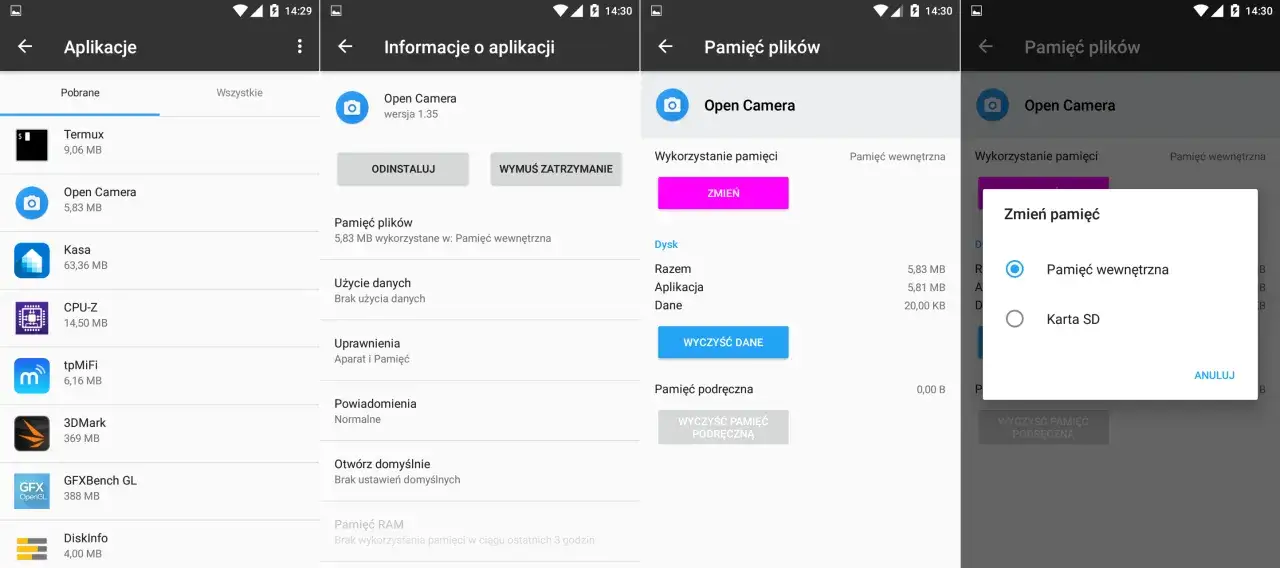 Ekran telefonu pokazuje, dlaczego nie mogę przenieść aplikacji na kartę SD. Wyświetla się okno