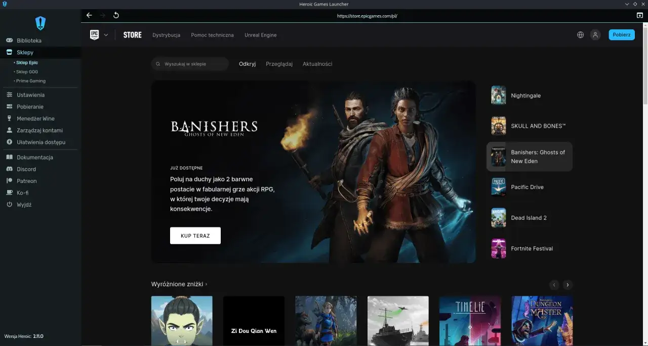Epic Games Launcher, gdzie możesz wyszukać i pobrać grę na laptopa. Widoczna gra to