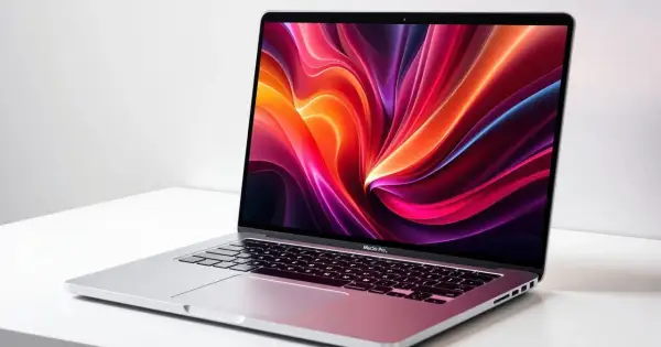 Srebrny laptop z kolorowym ekranem, idealny do pracy i rozrywki. Zastanawiasz się, ile kosztują laptopy tej klasy?